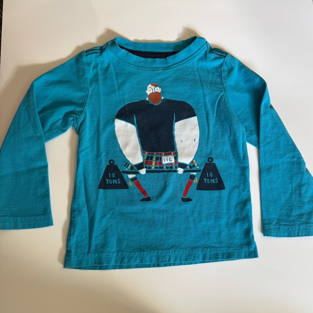 Tea Collection Size 3 3t Blue Long Sleeve T-Shirt Scottish Strong Man